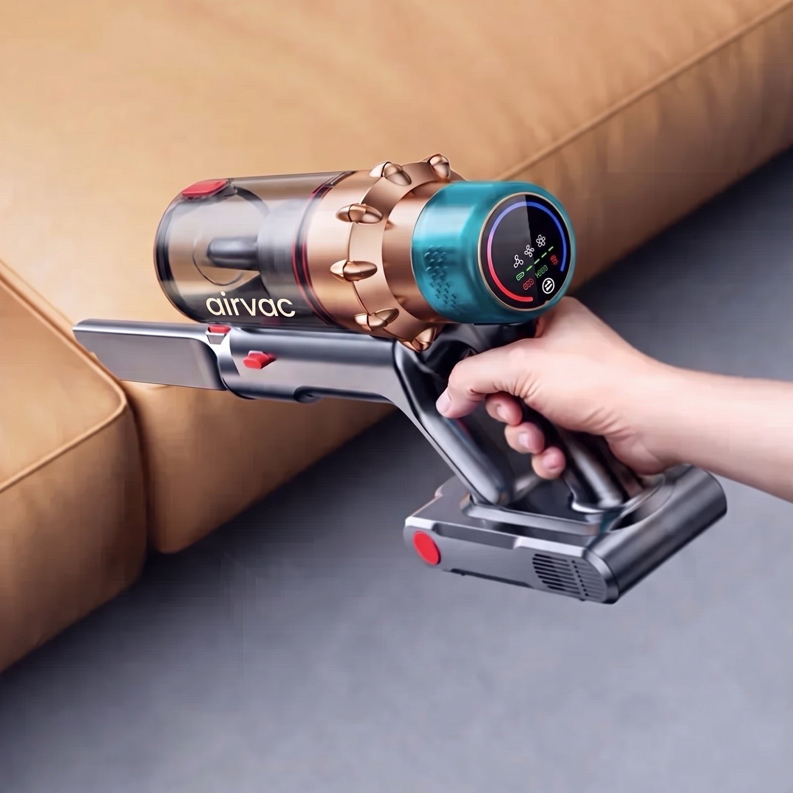 Airvac V18 als Handstaubsauger am Sofa